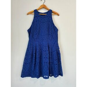 Mossimo Womens Dress XXL‎ Blue Lace Sleeveless Party Cocktail Fit Flare